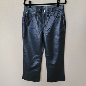J. Crew Slim Wide-Leg Faux-Leather Pants in Black, Size 30